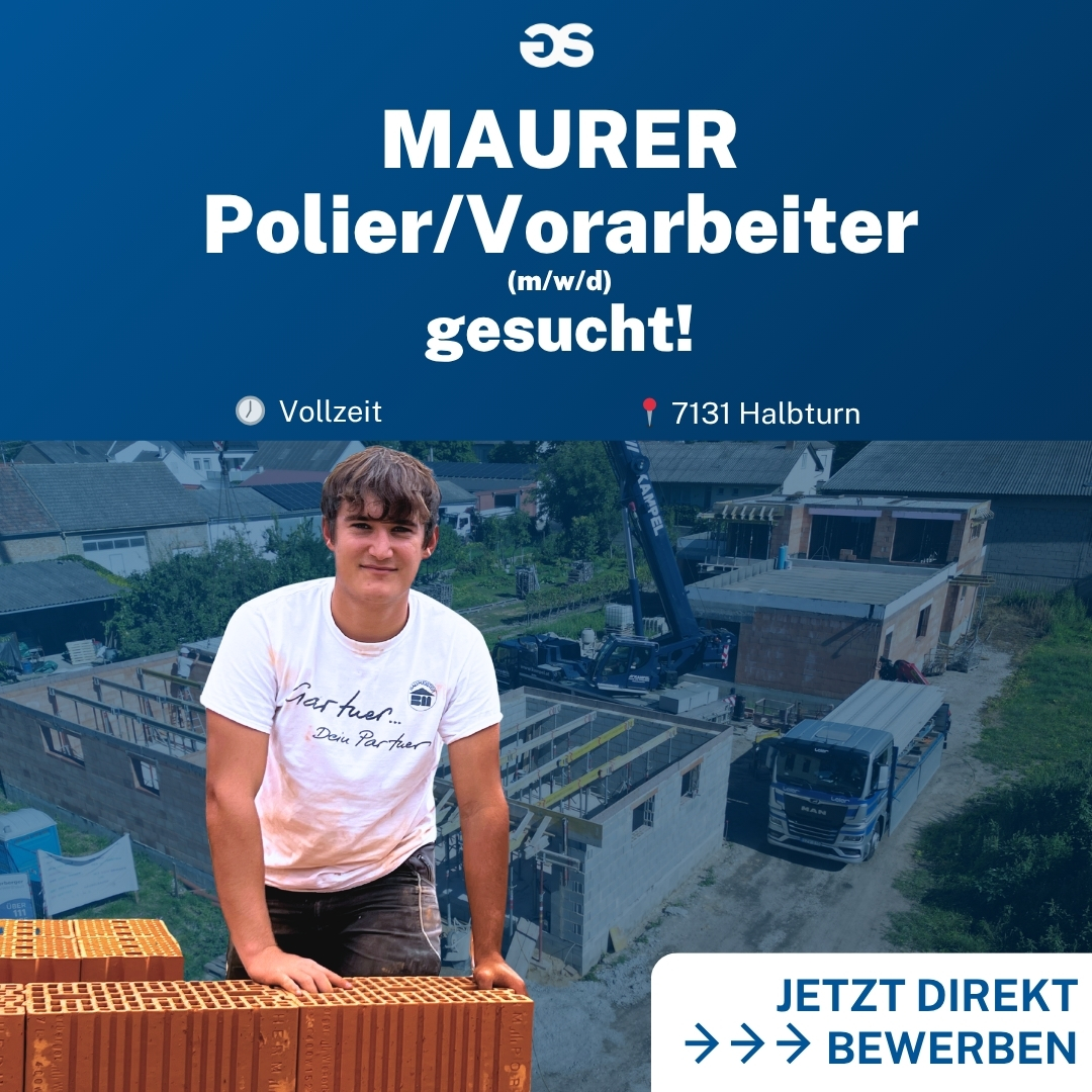 TopJobs Österreich Facebook ad: Mauerer Polier/Vorarbeiter (m/w/d) gesucht!