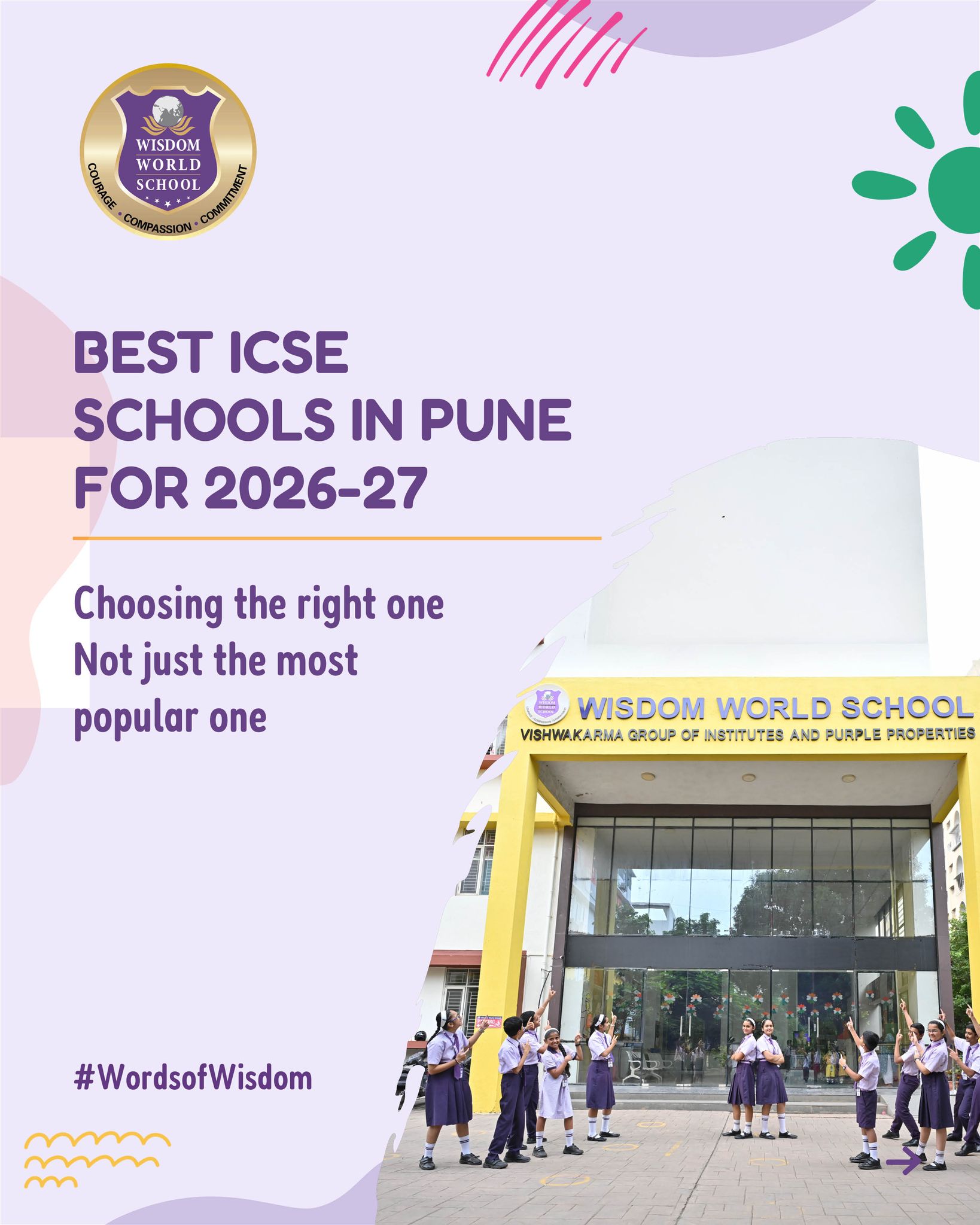 Wisdom World School Facebook ad: The best ICSE school in Pune isn’t defined…