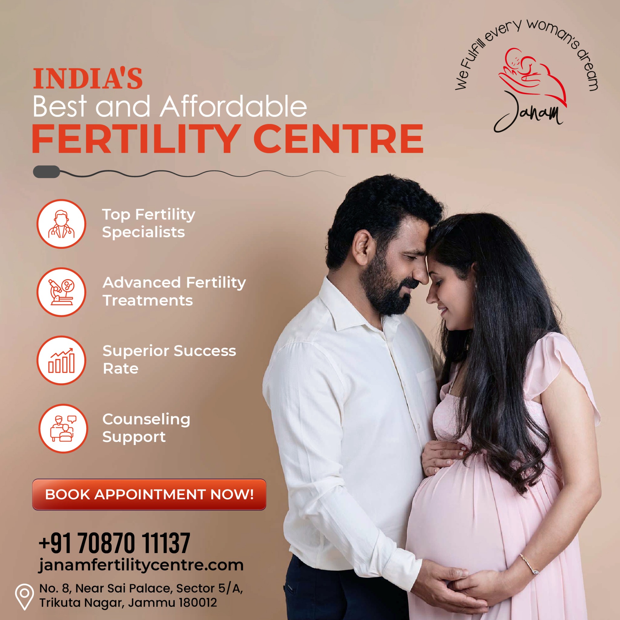 Janam Fertility Centre Facebook ad: Click on ''Get Offer''