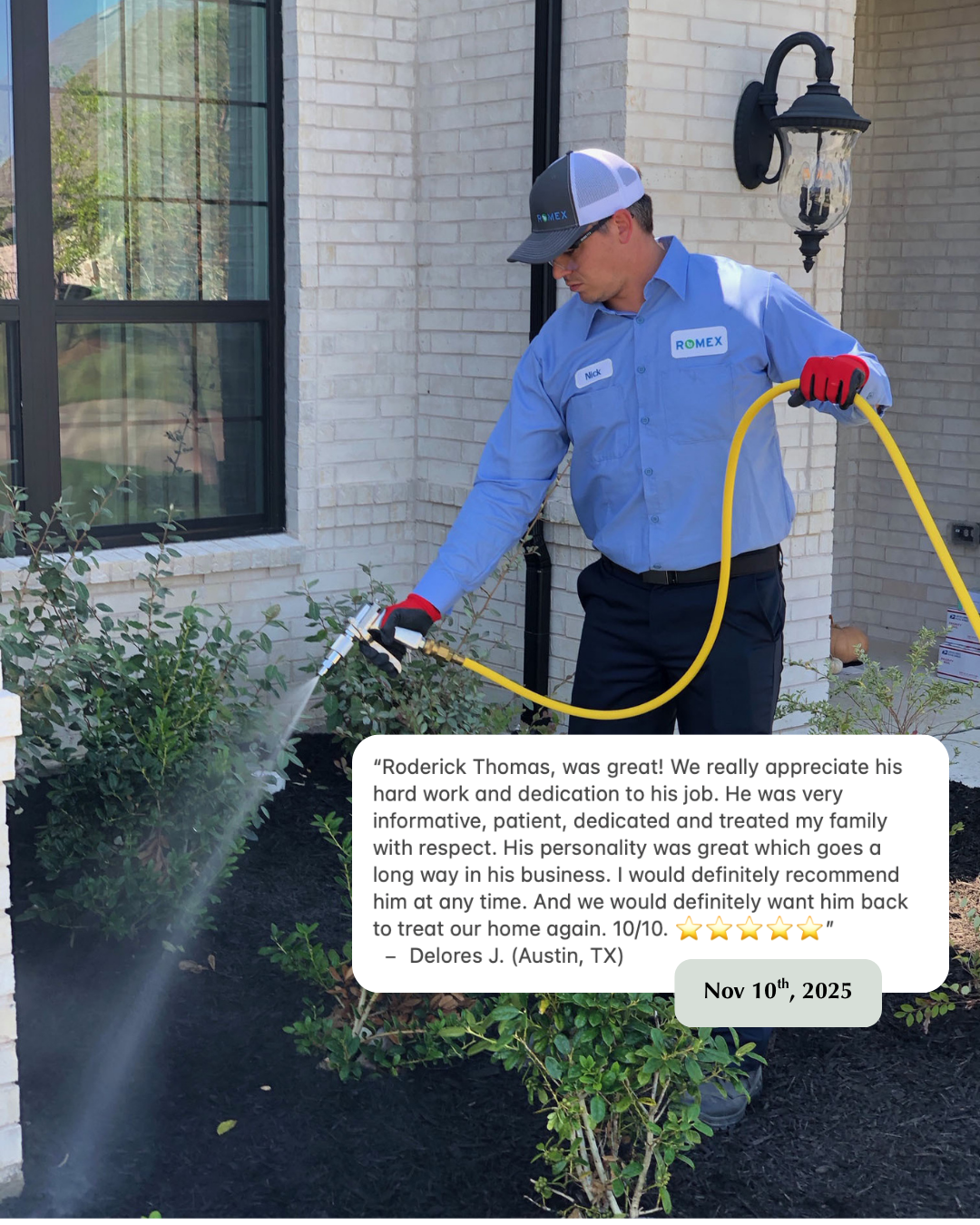 Romex Pest Control Facebook ad: We serve Texas, Louisiana, Oklahoma, and Mississippi.