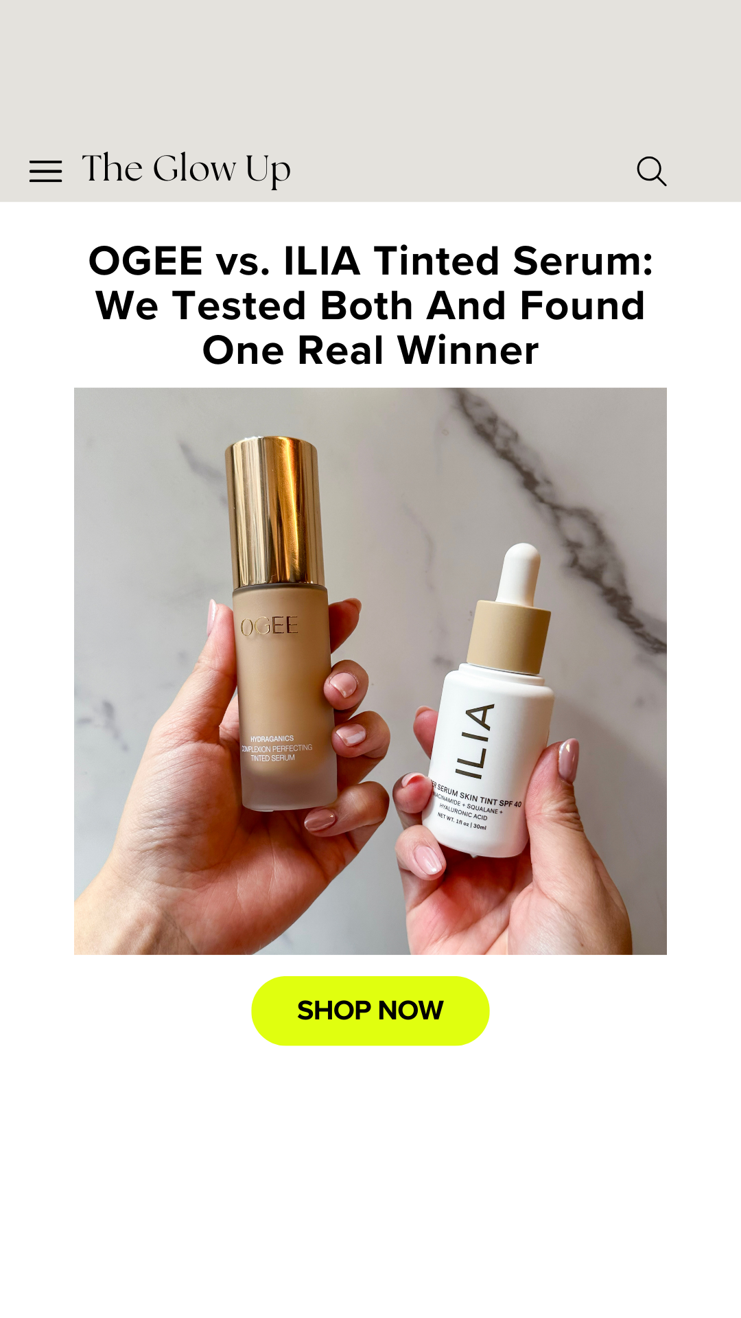 The Glow Up Facebook ad