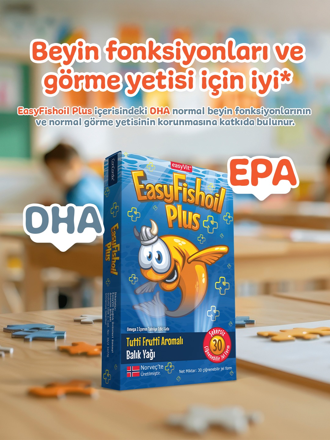 EasyVit Facebook ad: Yüksek Omega-3 desteği* gerektiğinde, sen de EasyFishoil’le!