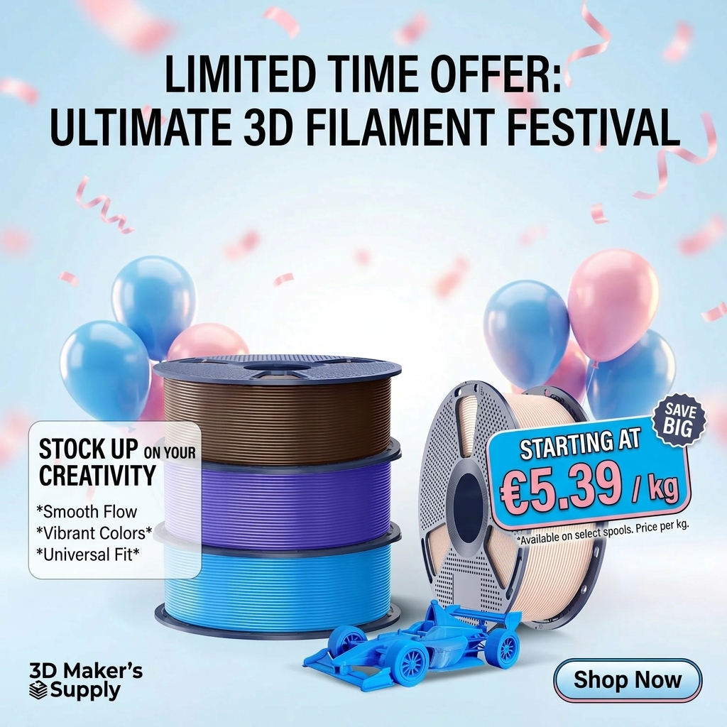 SUNLU EU Facebook ad: Premium PETG @ Just €5.39/KG!