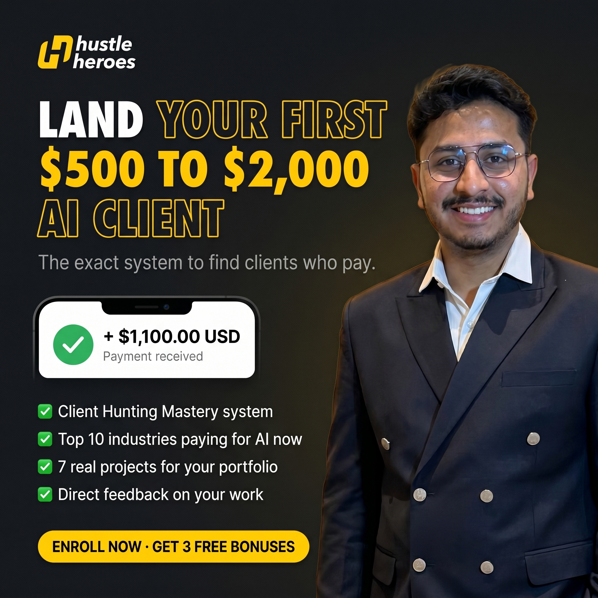 Hustle Heroes Facebook ad
