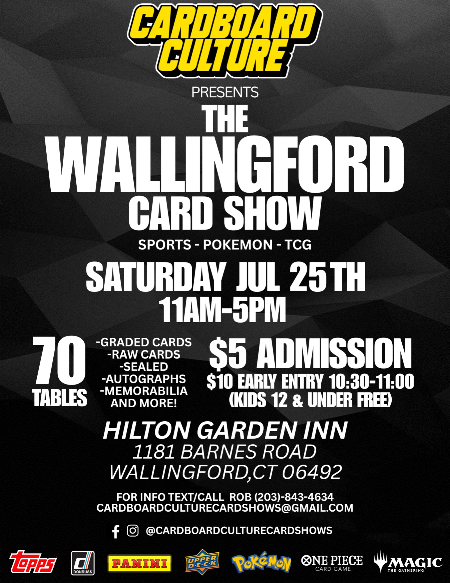 Cardboard Culture Facebook ad: We’re back July 25th for The Wallingford Card…