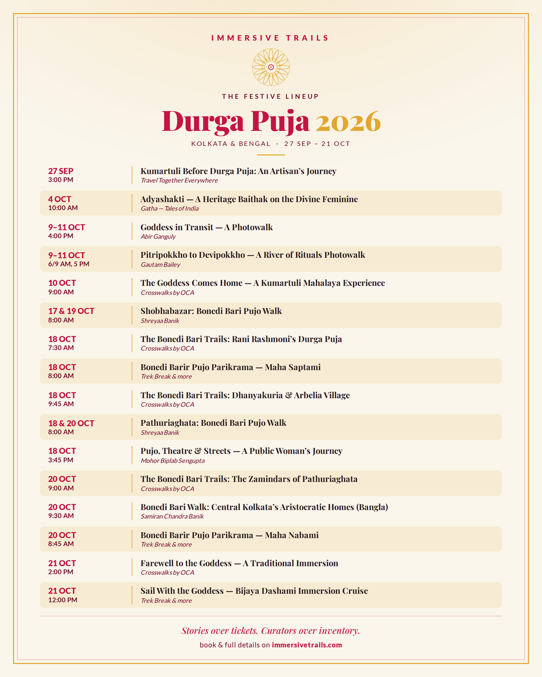 Immersive Trails-Global Facebook ad: 16 Curator-Led Puja Experiences