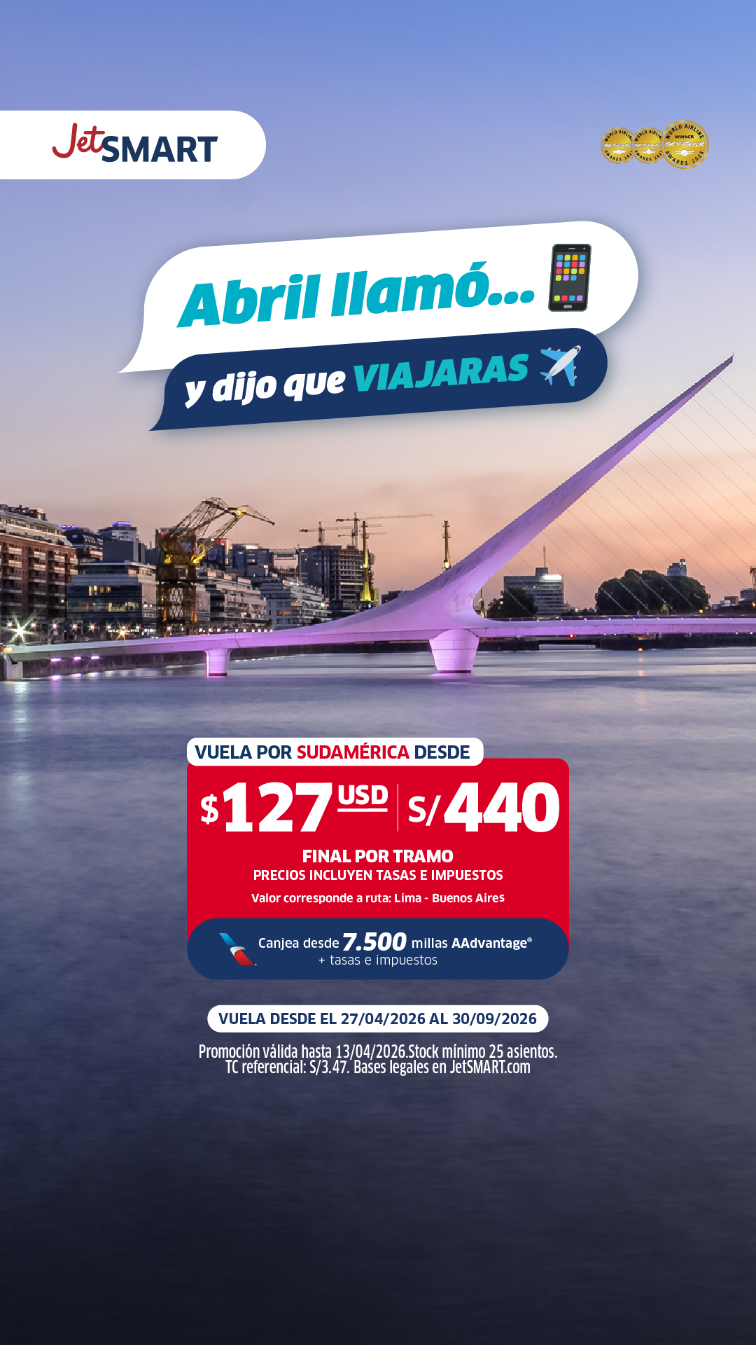 JetSMART Facebook ad from Apr 9, 2026