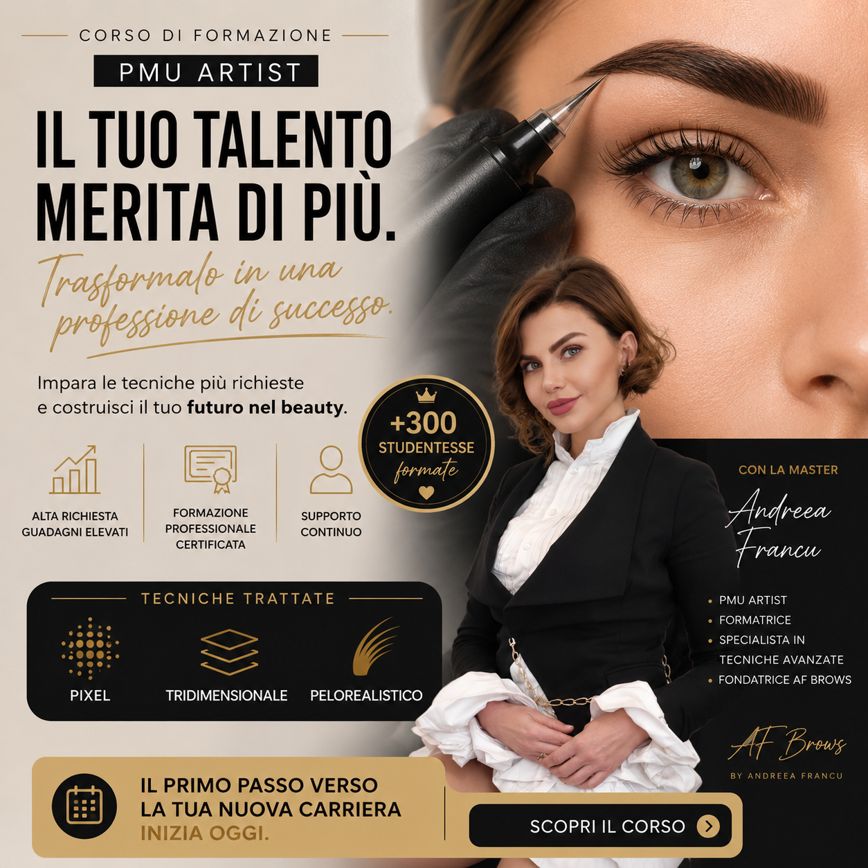 AndreeaFrancu-PMU Master Facebook ad: Diventa PMU Artist!
