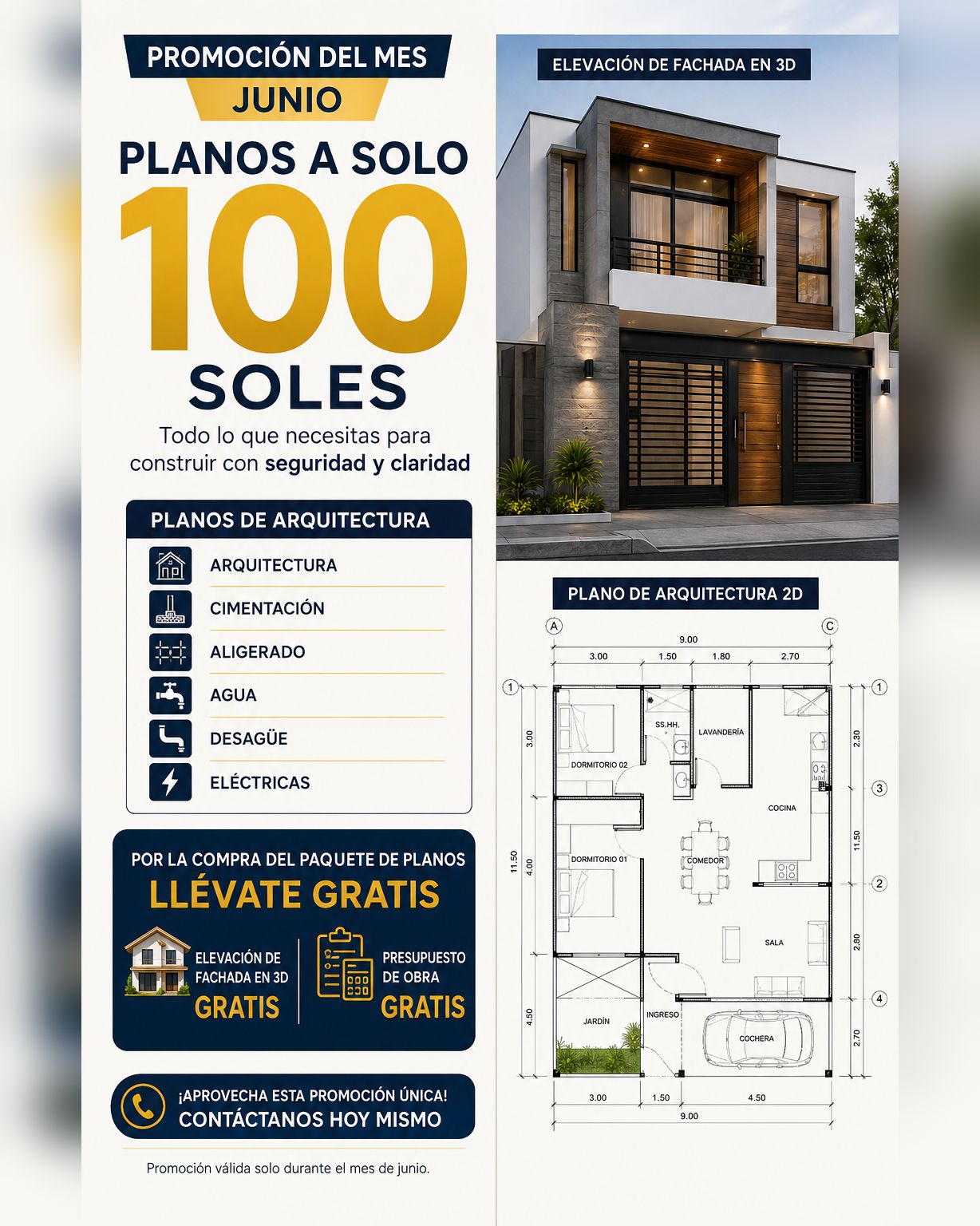 Project Planos Facebook ad: PLANOS A SOLO S/ 100, ¡PROMOCIÓN LIMITADA!