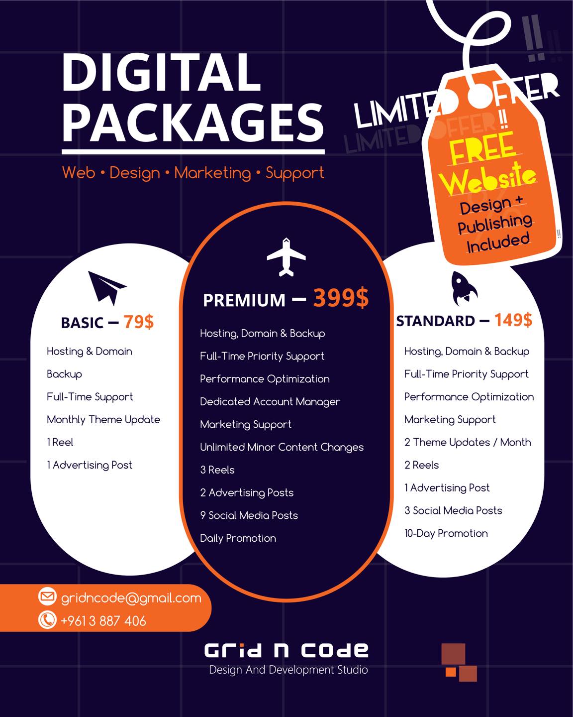 Grid n Code Facebook ad: Need a Website & Digital Marketing That Actually…