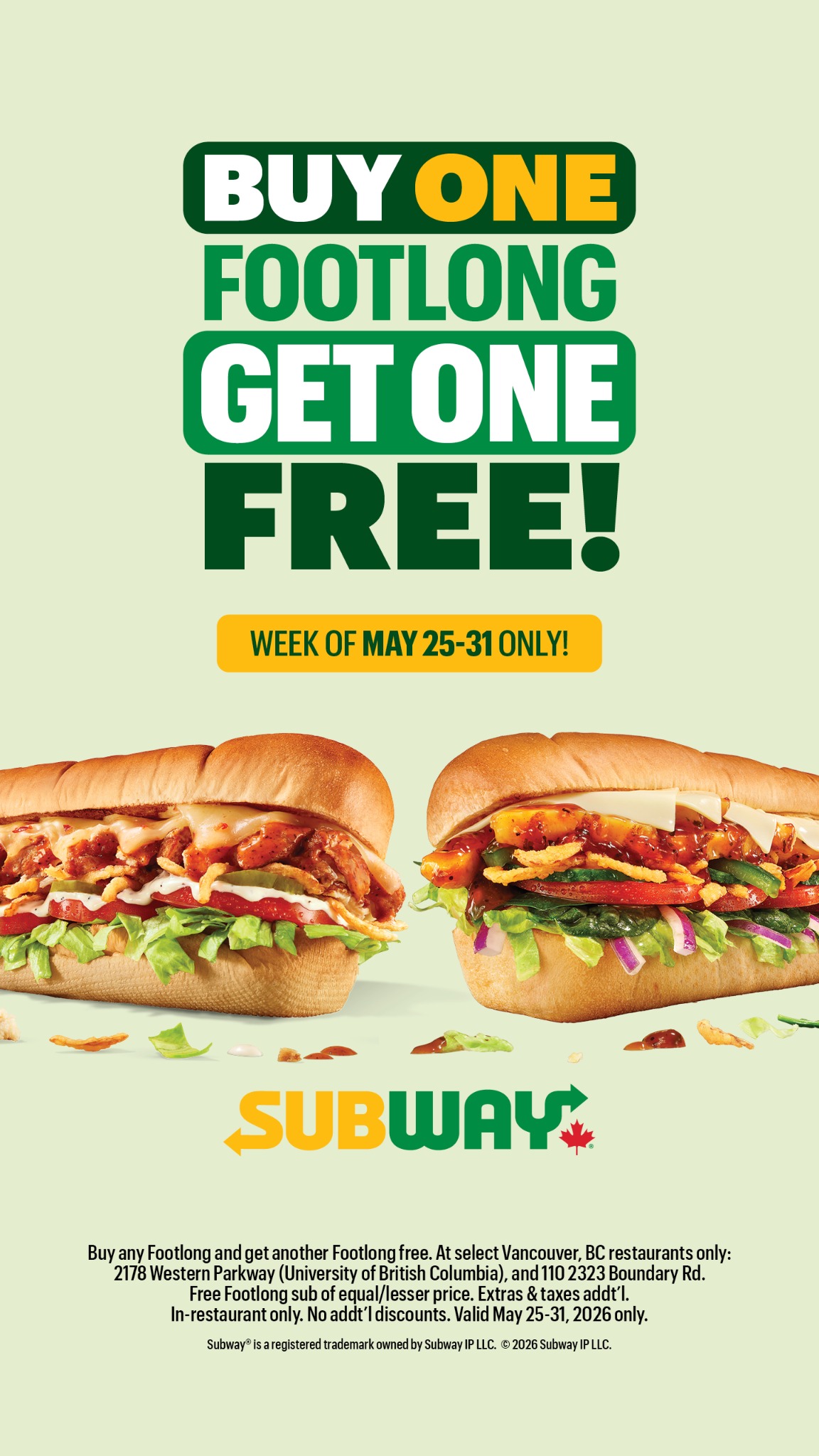 Subway Canada Facebook ad