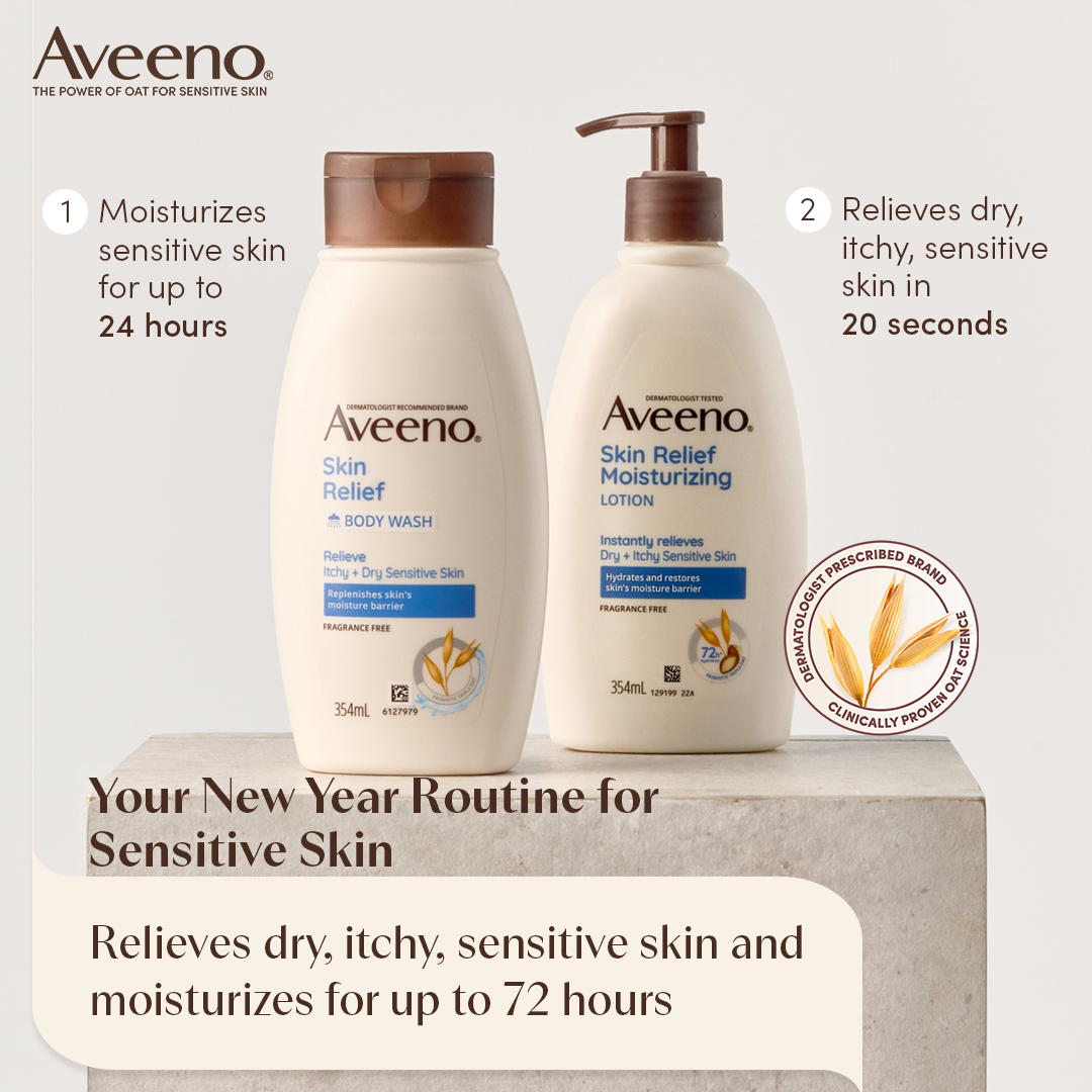 Aveeno Facebook ad: New Year Routine for your Sensitive Skin