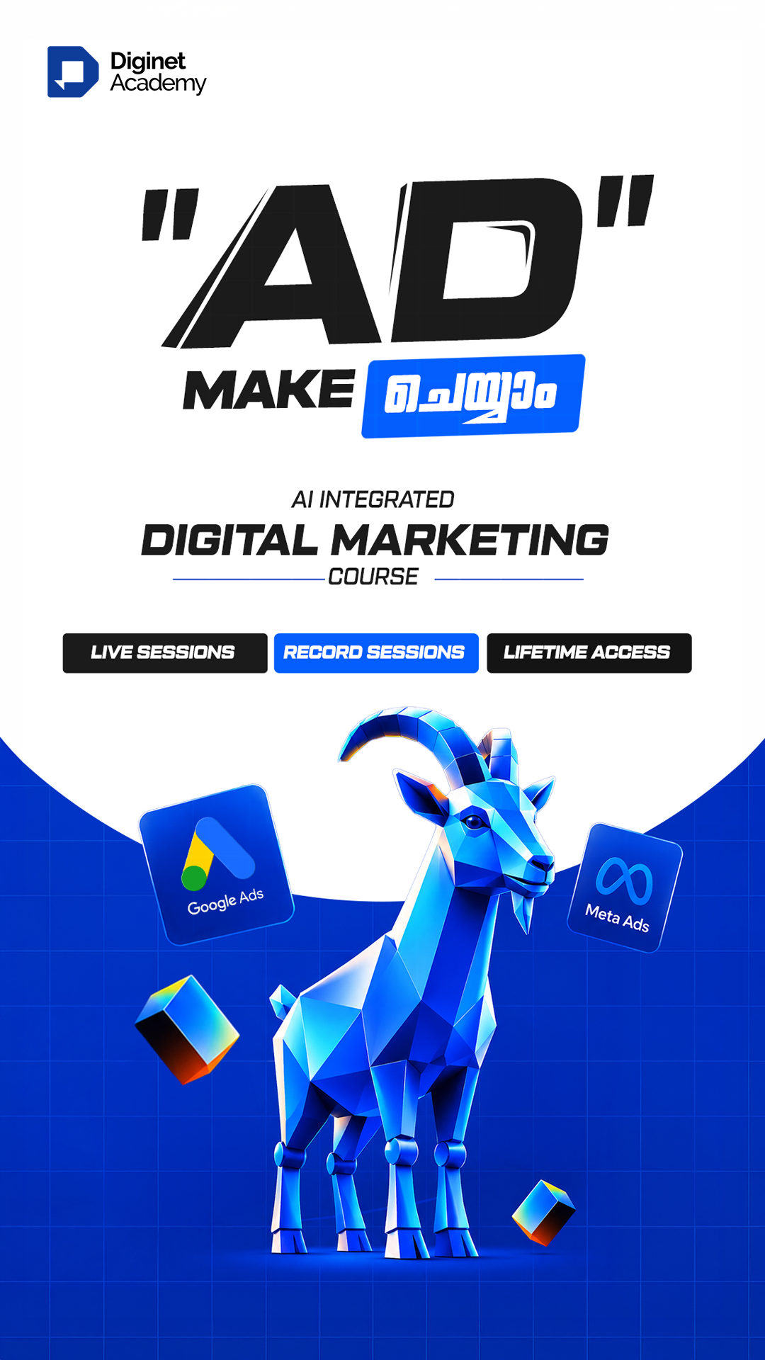 Diginet Online School Facebook ad: 100% Live & Practical Training | Beginner to Pro Level