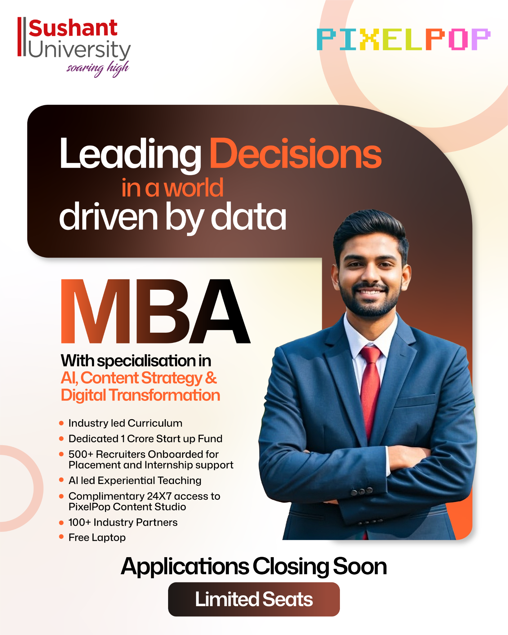 PixelPop Academy Facebook ad: MBA Admissions Open 2026