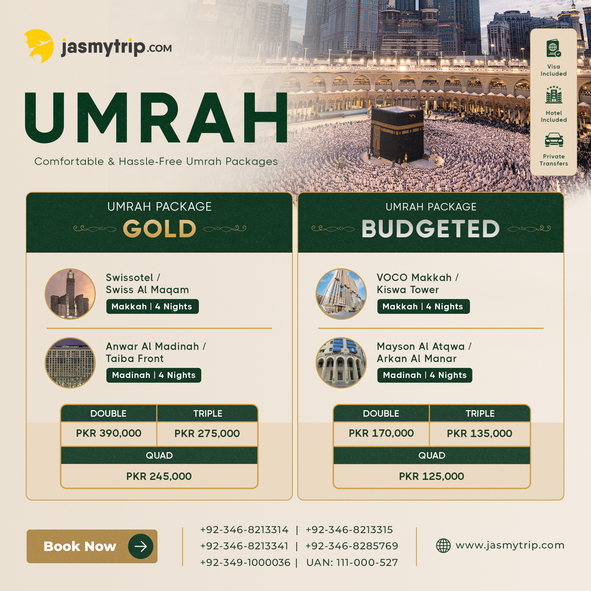 Jasmytrip Facebook ad: Umrah Packages from PKR 125,000