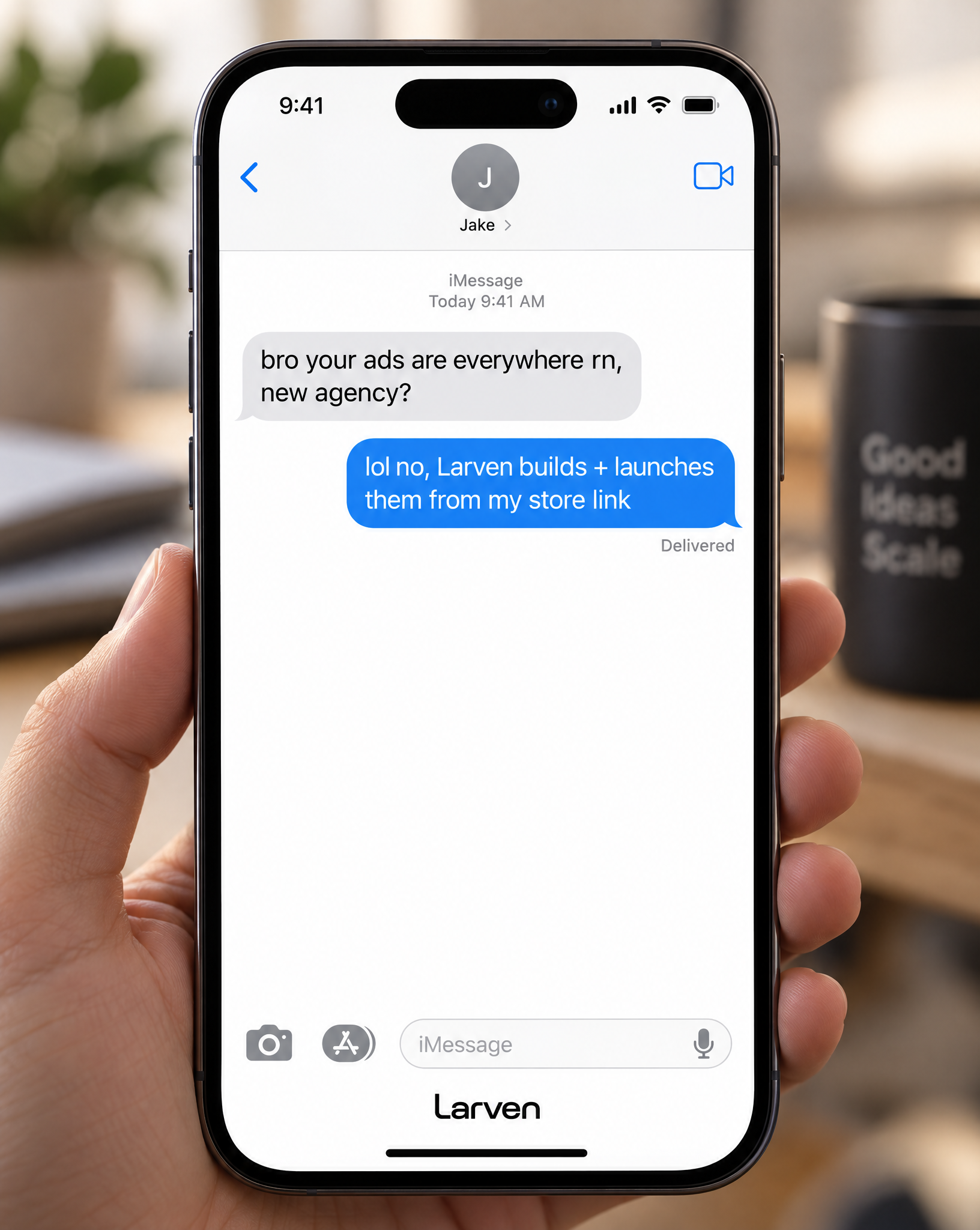 Larven AI Facebook ad: Built with Larven