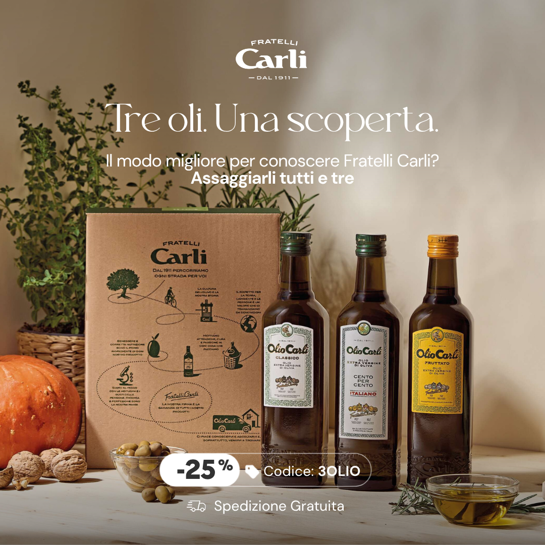 Fratelli Carli Facebook ad: Tre oli. Una scoperta.
