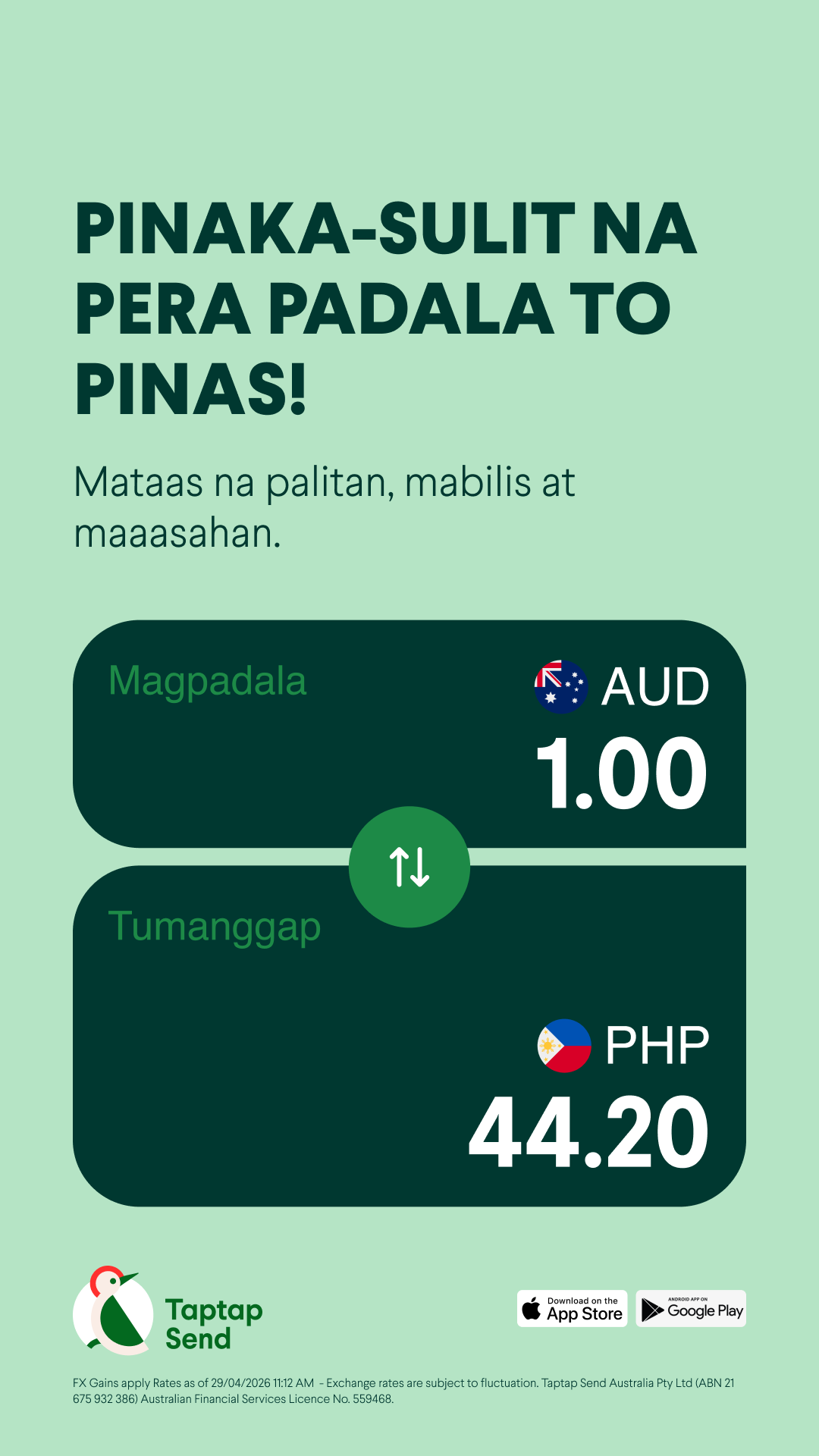 Taptap Send Facebook ad