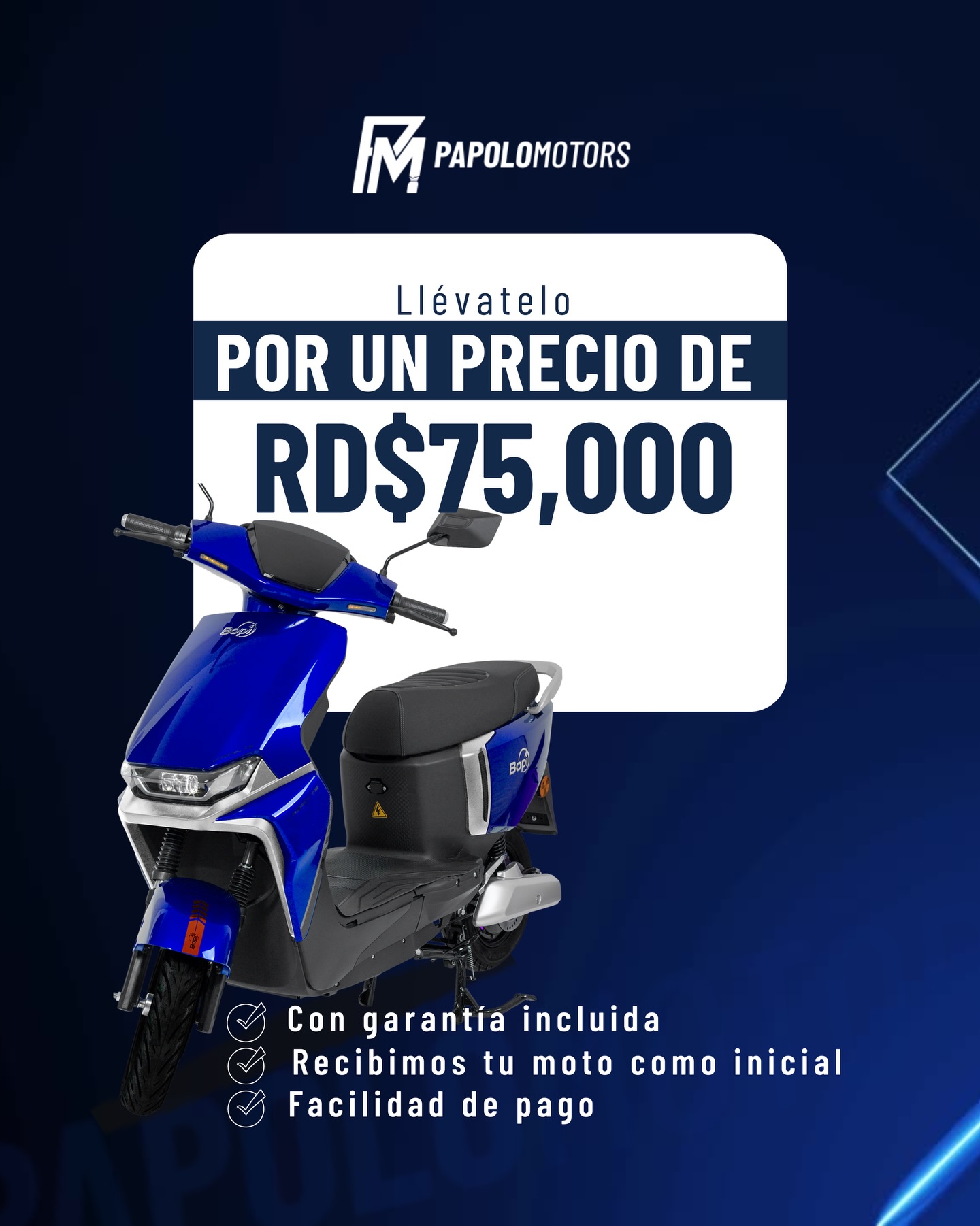 Papolo Motors Facebook ad: La eléctrica que estás viendo puede ser tuya…