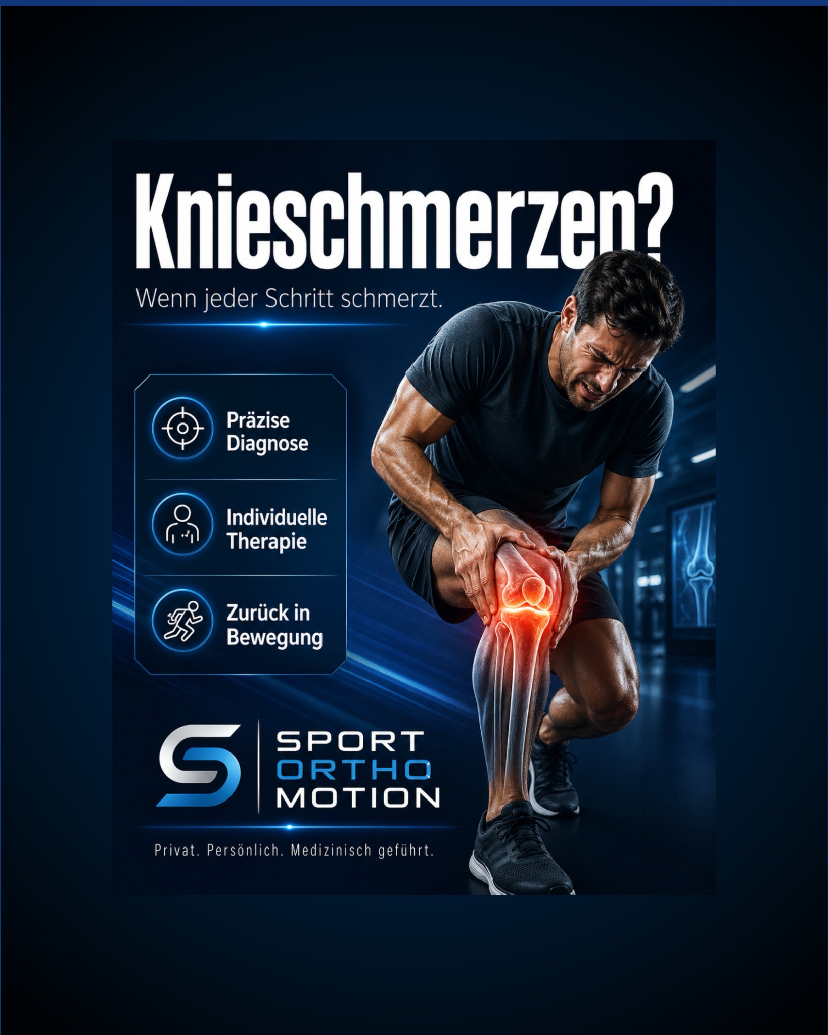 Sportorthomotion Facebook ad: Knie wieder belastbar machen
