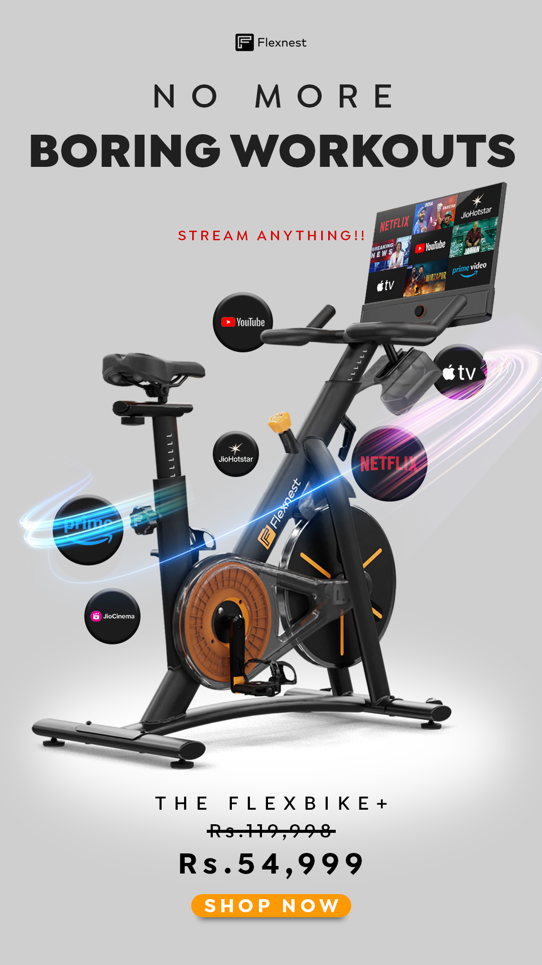 Flexnest Facebook ad: Stream & Spin Together!