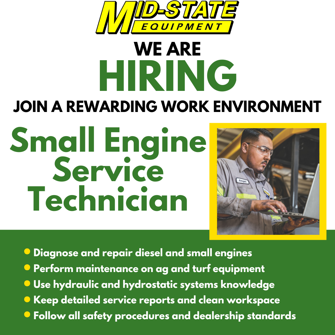 Mid-State Equipment Facebook ad: Small Engine Service Tech