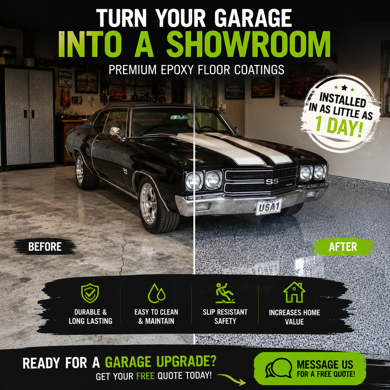 DMV Epoxy Garage Floors Facebook ad: Attention Maryland Homeowners!