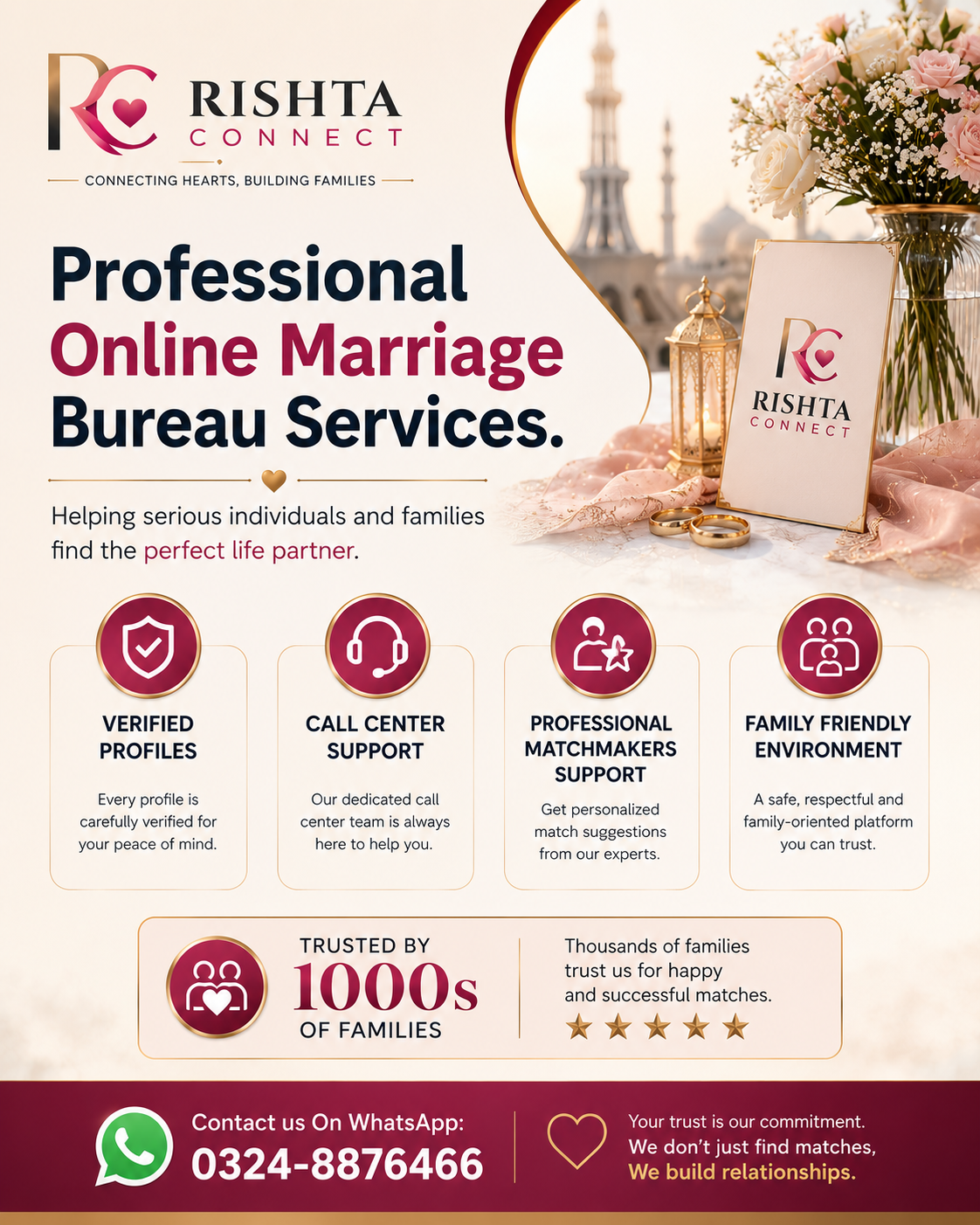 Rishta Connect Marriage Bureau Facebook ad: We are Connecting Families & Individuals Across Pakistan.