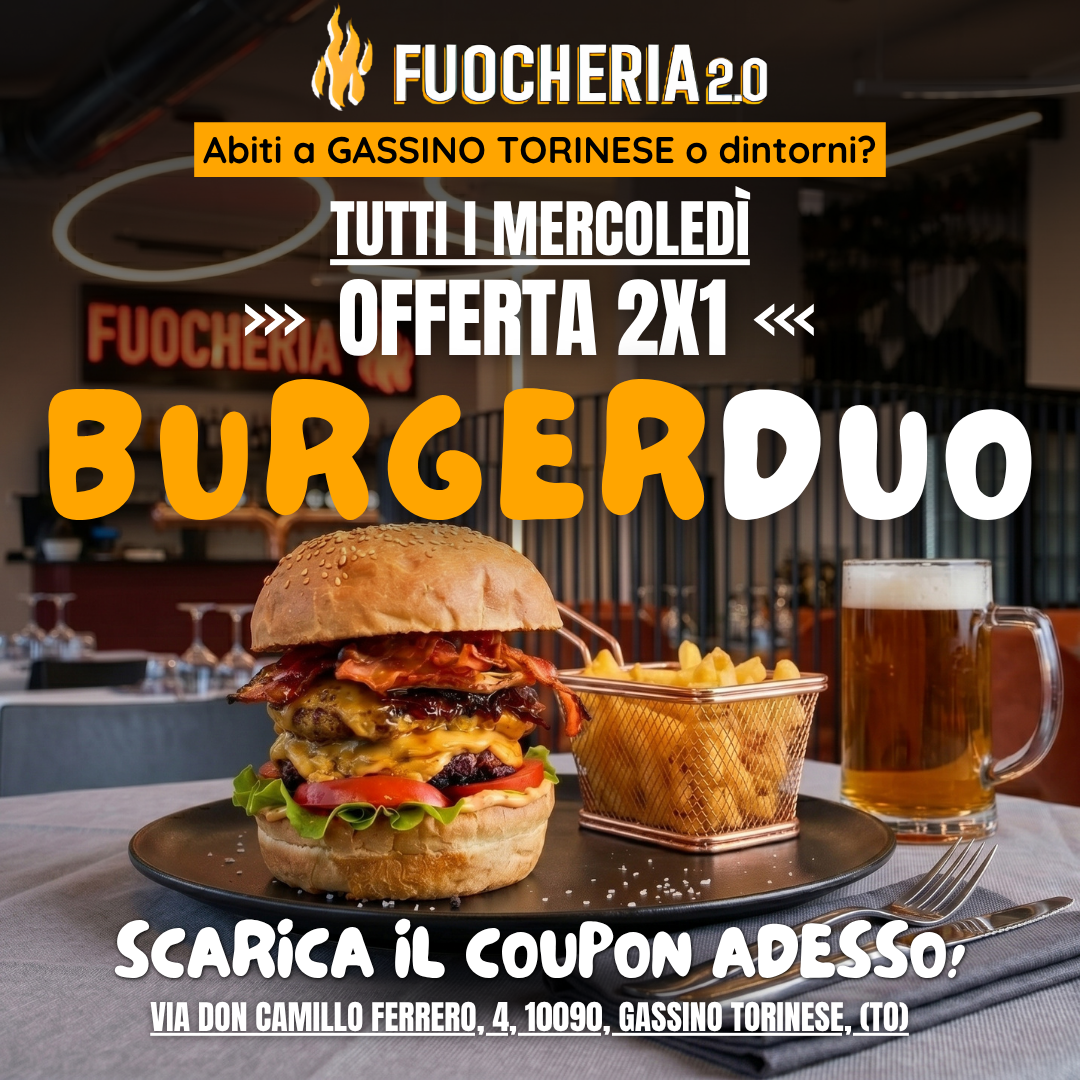 Fuocheria - Gusti & Sapori Facebook ad: Tutti i Mercoledì 2x1 sugli Hamburger