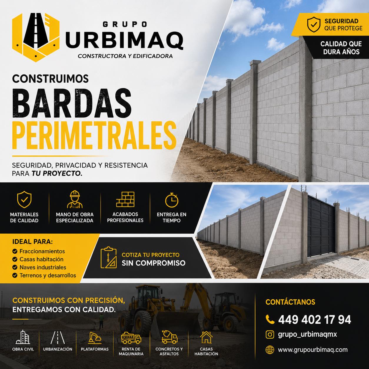 Grupo Urbimaq MX Facebook ad: Protege y delimita tu proyecto con la calidad…