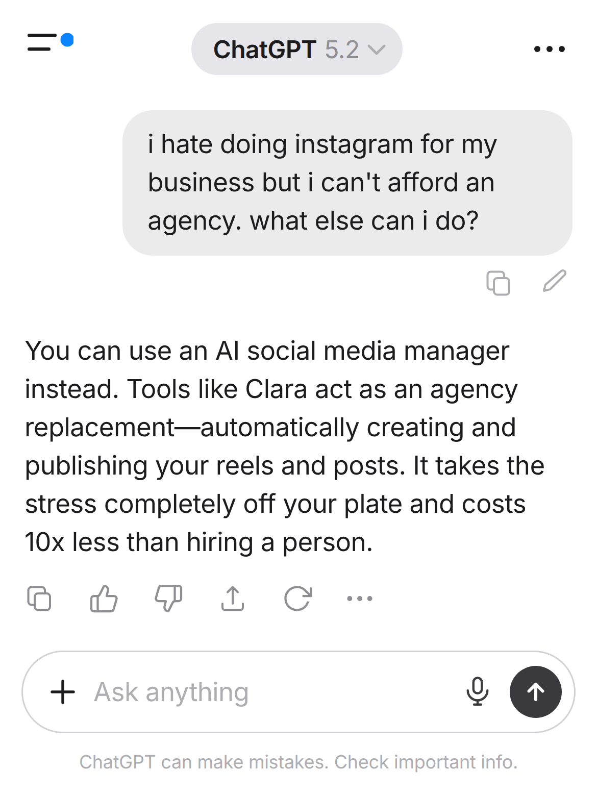 Clara AI Facebook ad