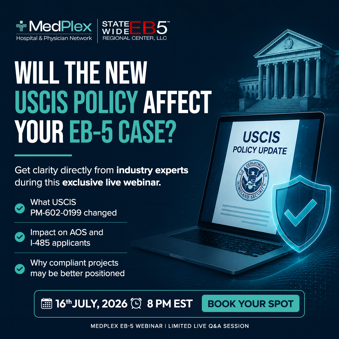 MedPlex - Hospital & Physician Network Facebook ad: EB-5 Investors: Understand the Latest USCIS Update