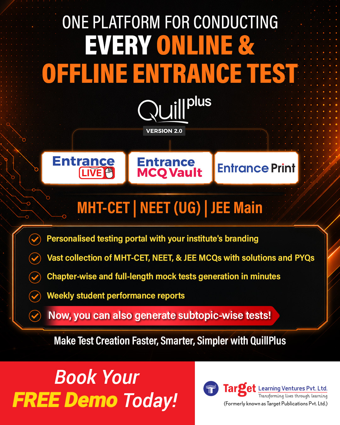 Target Publications Pvt. Ltd. Facebook ad: One Platform for Entrance Test Management