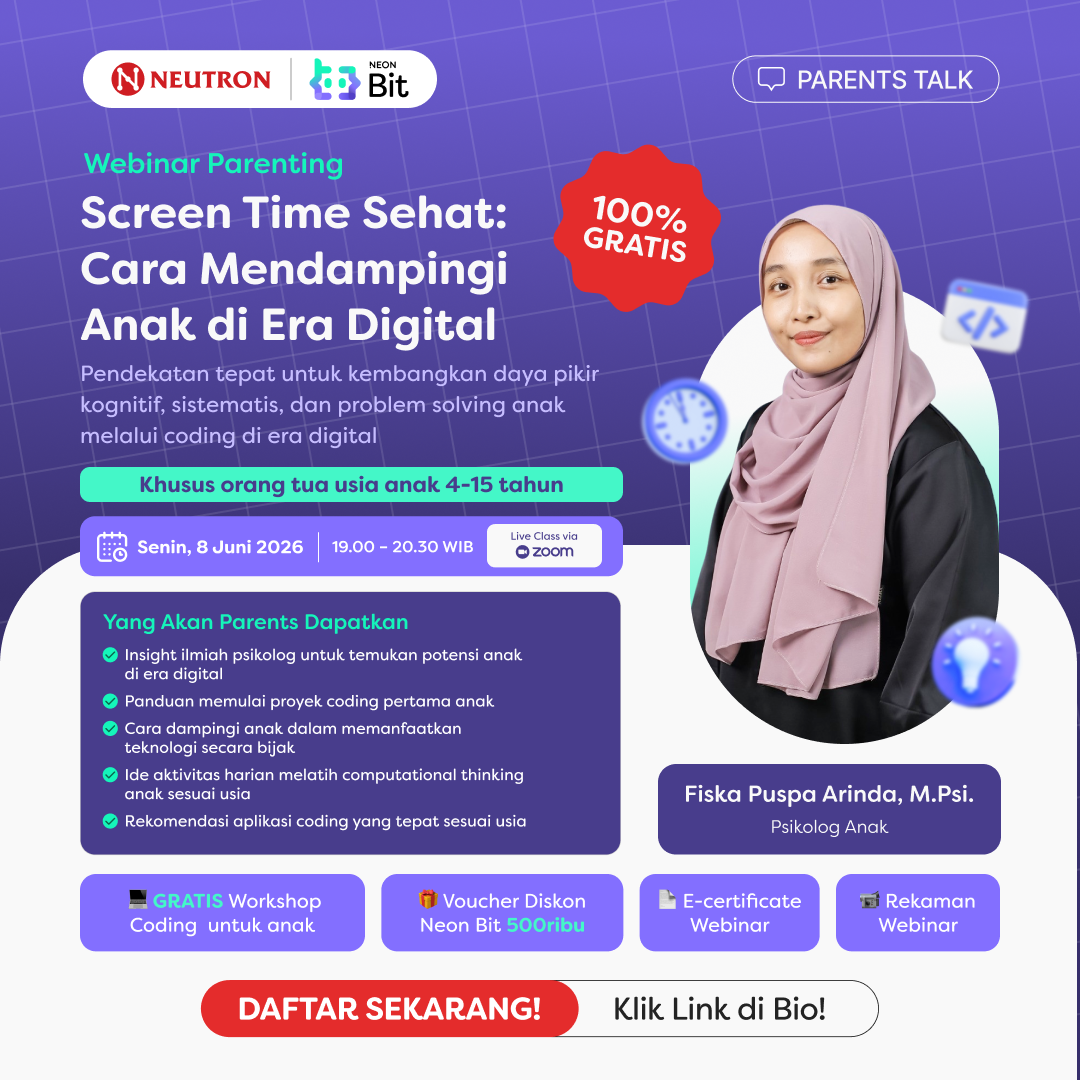 Neon Bit Facebook ad: Webinar Parenting 100% GRATIS!