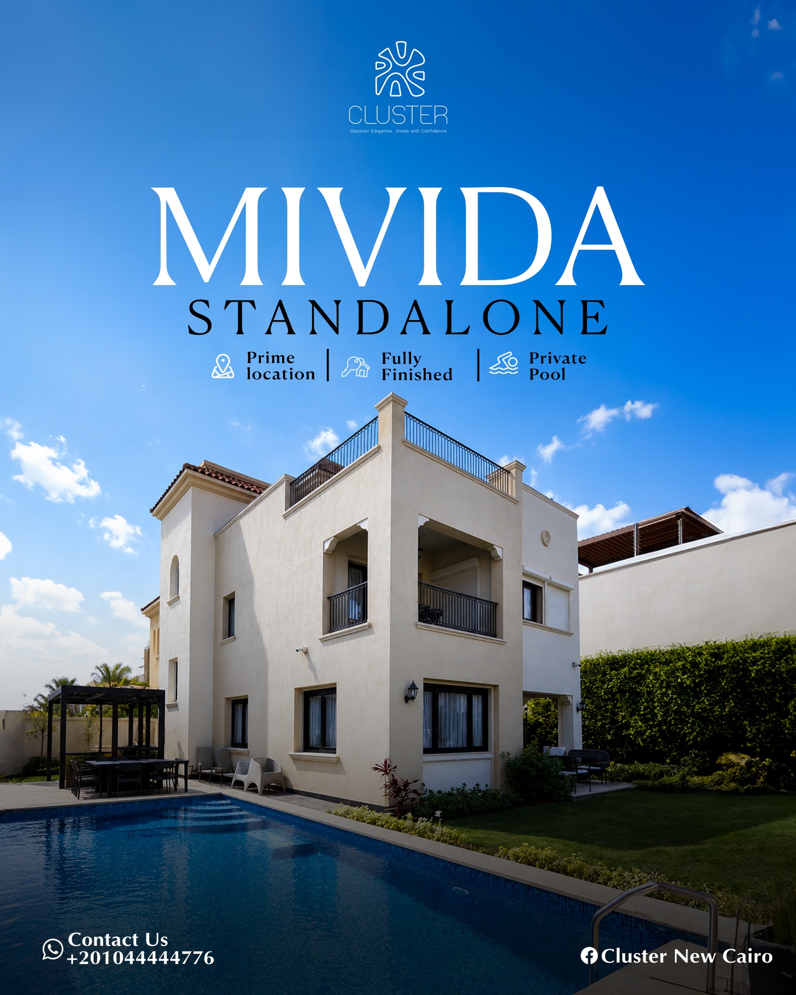New Cairo Properties Facebook ad: Mivida Prime location Fully Finished Villa for sale…