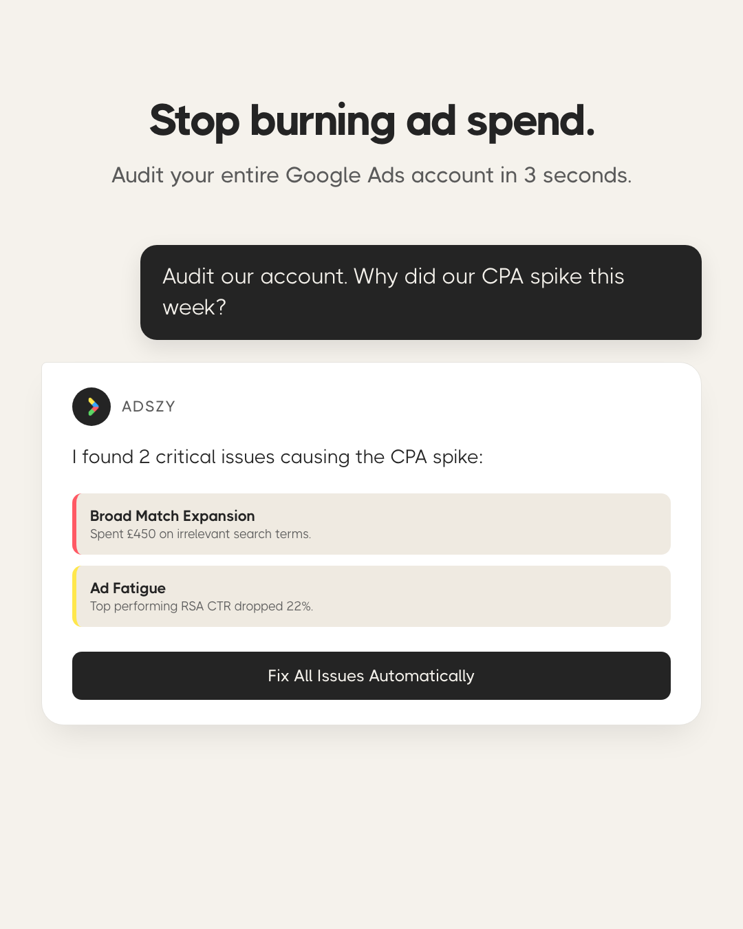 Adszy.ai Facebook ad: Start free trial