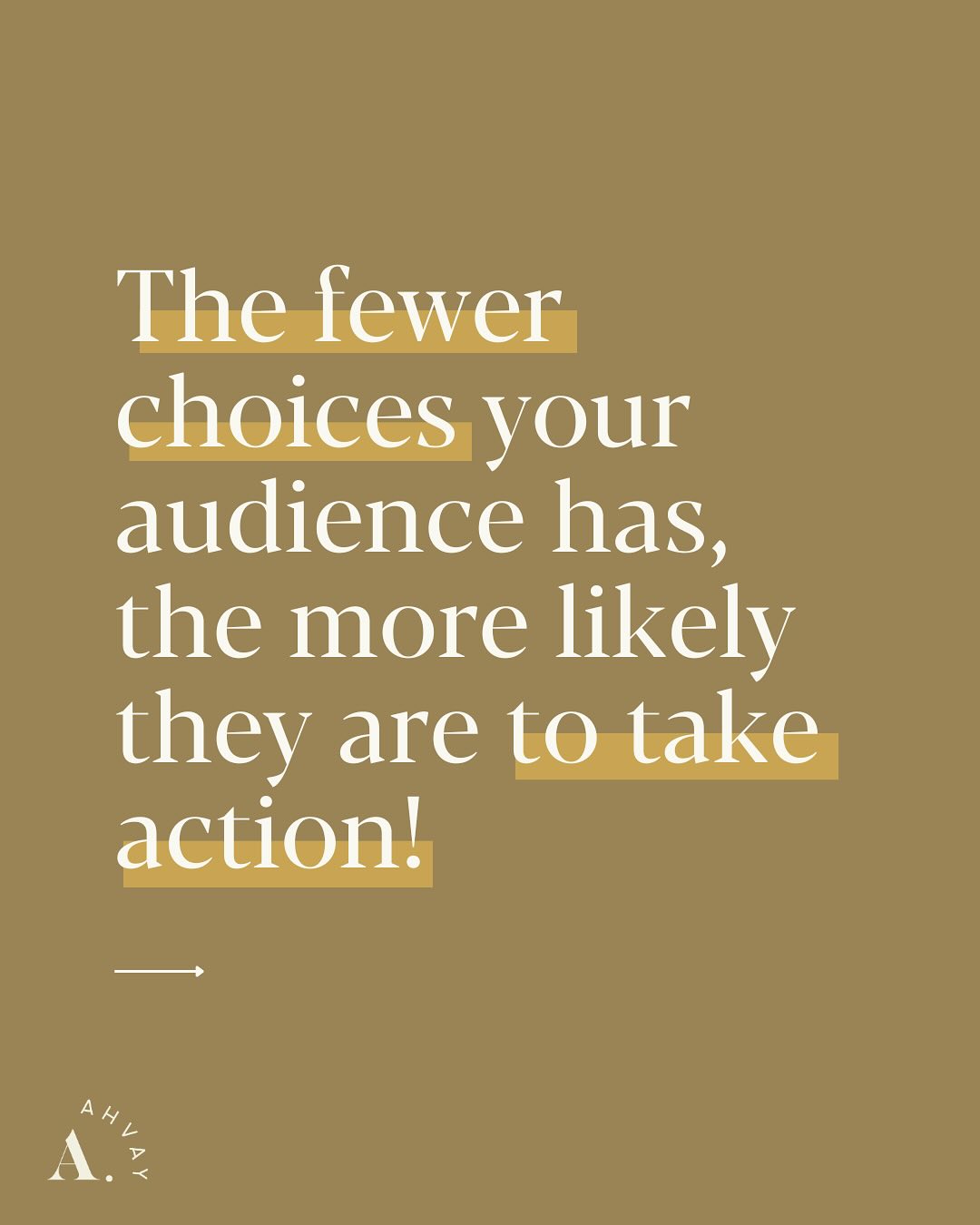 Ahvay Creative Studio Facebook ad: Too many choices lead to confusion