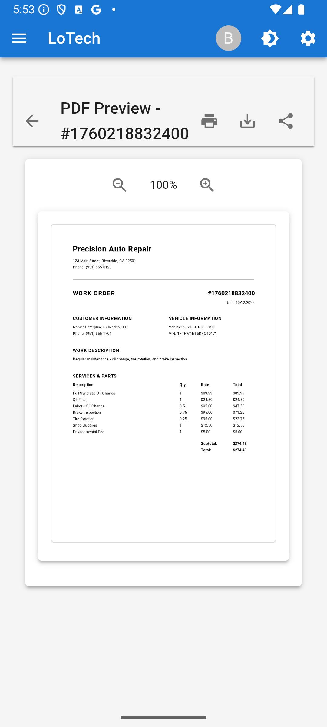 LoTech App Facebook ad: LoTech App - Invoice App for Solo & Mobile Mechanics