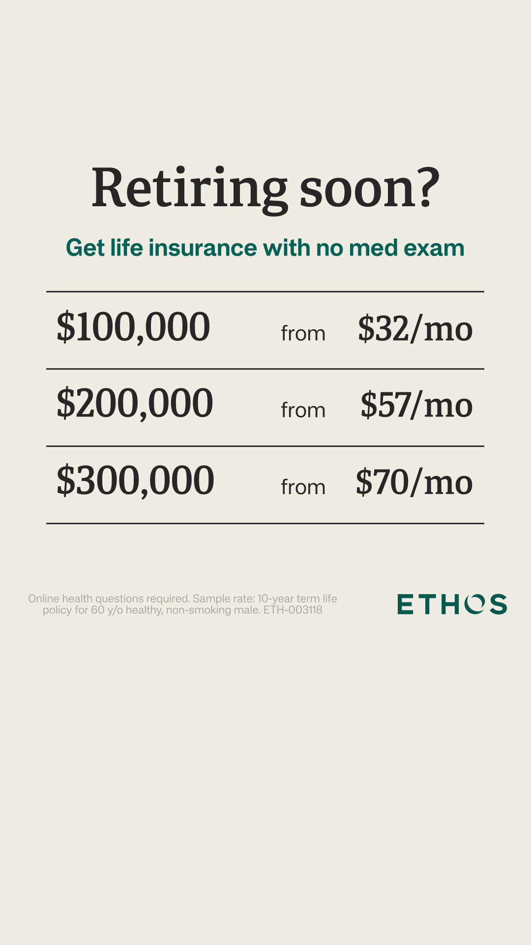 Ethos Facebook ad