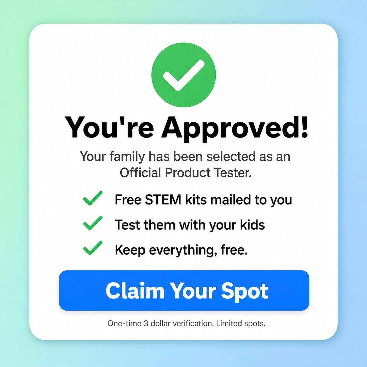 Stem Testers Facebook ad