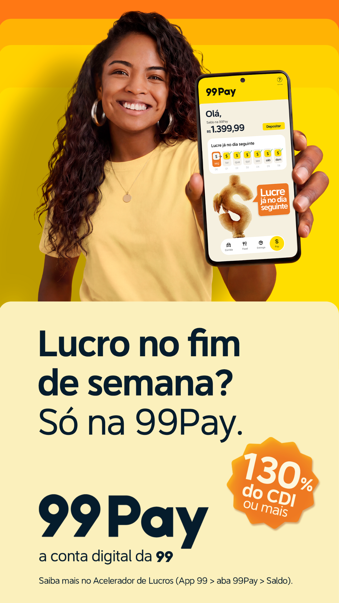 99Pay Facebook ad: Lucratividade até no feriado