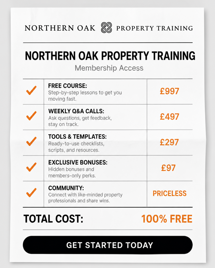 Northern Oak Property Training Facebook ad: The Catch? There Isn't One.