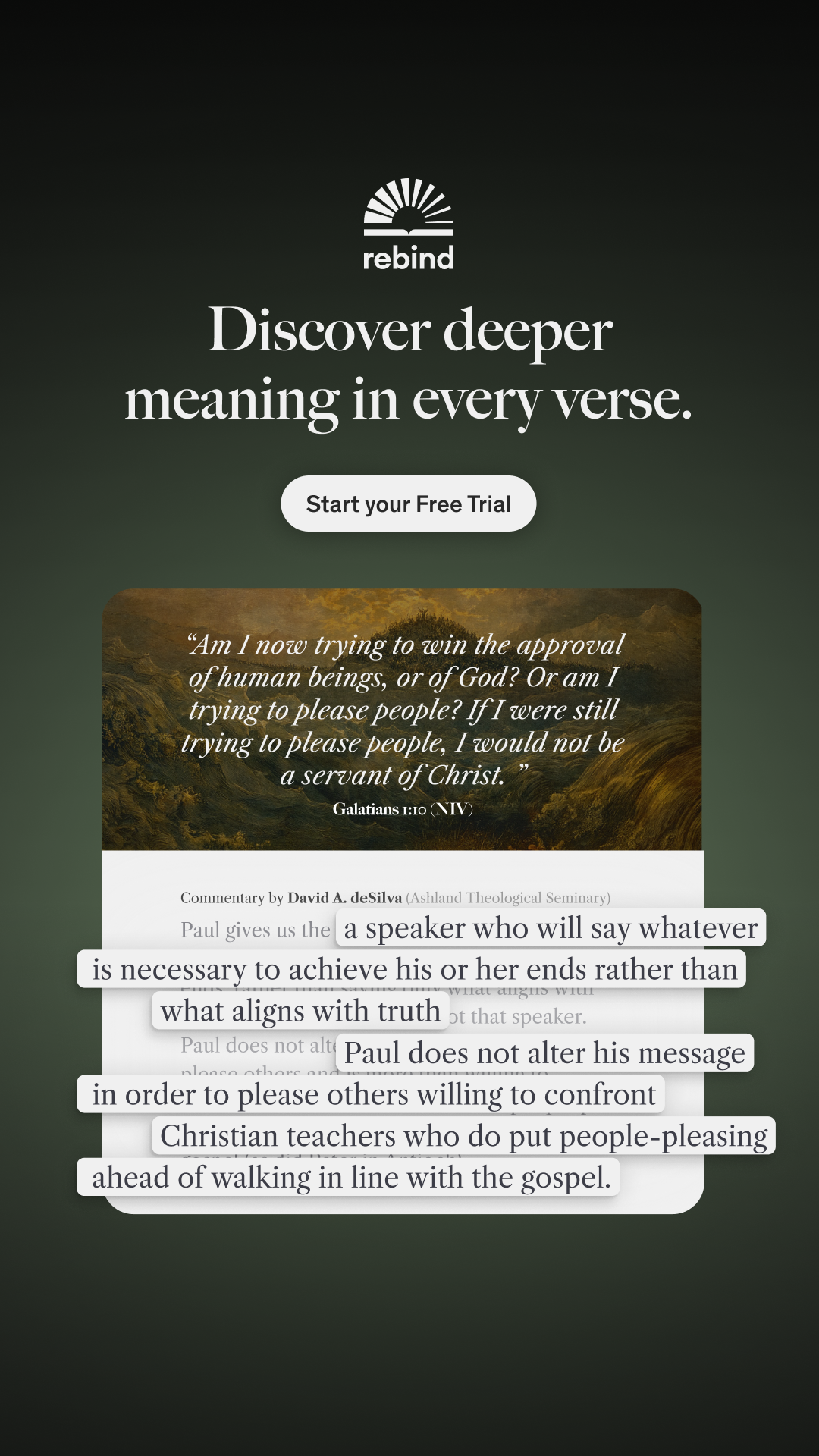 Rebind Study Bible Facebook ad from Mar 2, 2026