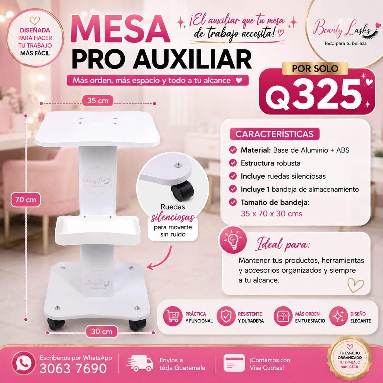 Beauty Lashes Facebook ad: Surtimos tu mesa de trabajo, para Lashistas, Manicuristas…
