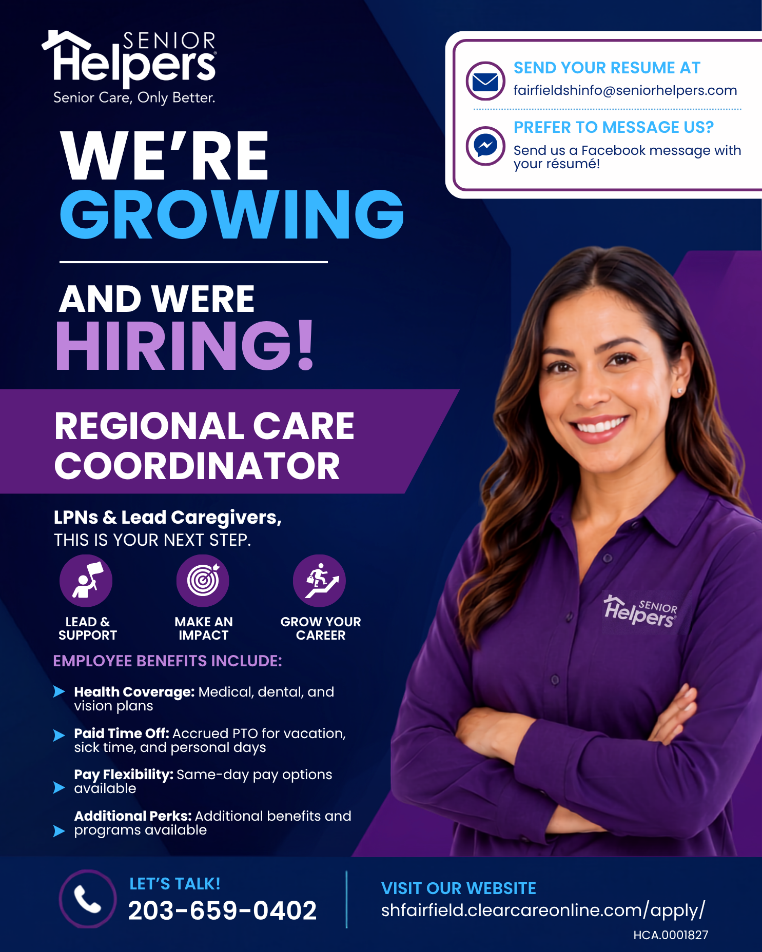 Senior Helpers of Fairfield & New Haven County Facebook ad: HIRING: Regional Care Coordinator