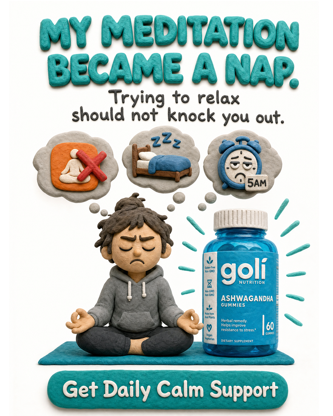 Goli Facebook ad: Meditated. Still Stressed.