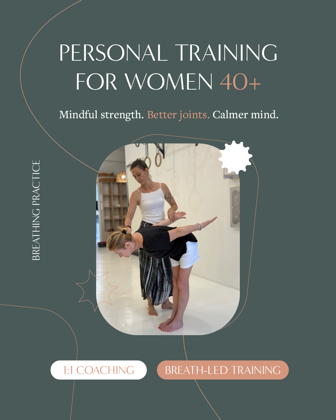 Marta Breathing Practice Facebook ad: Strength training in your 40s and beyond doesn’t…