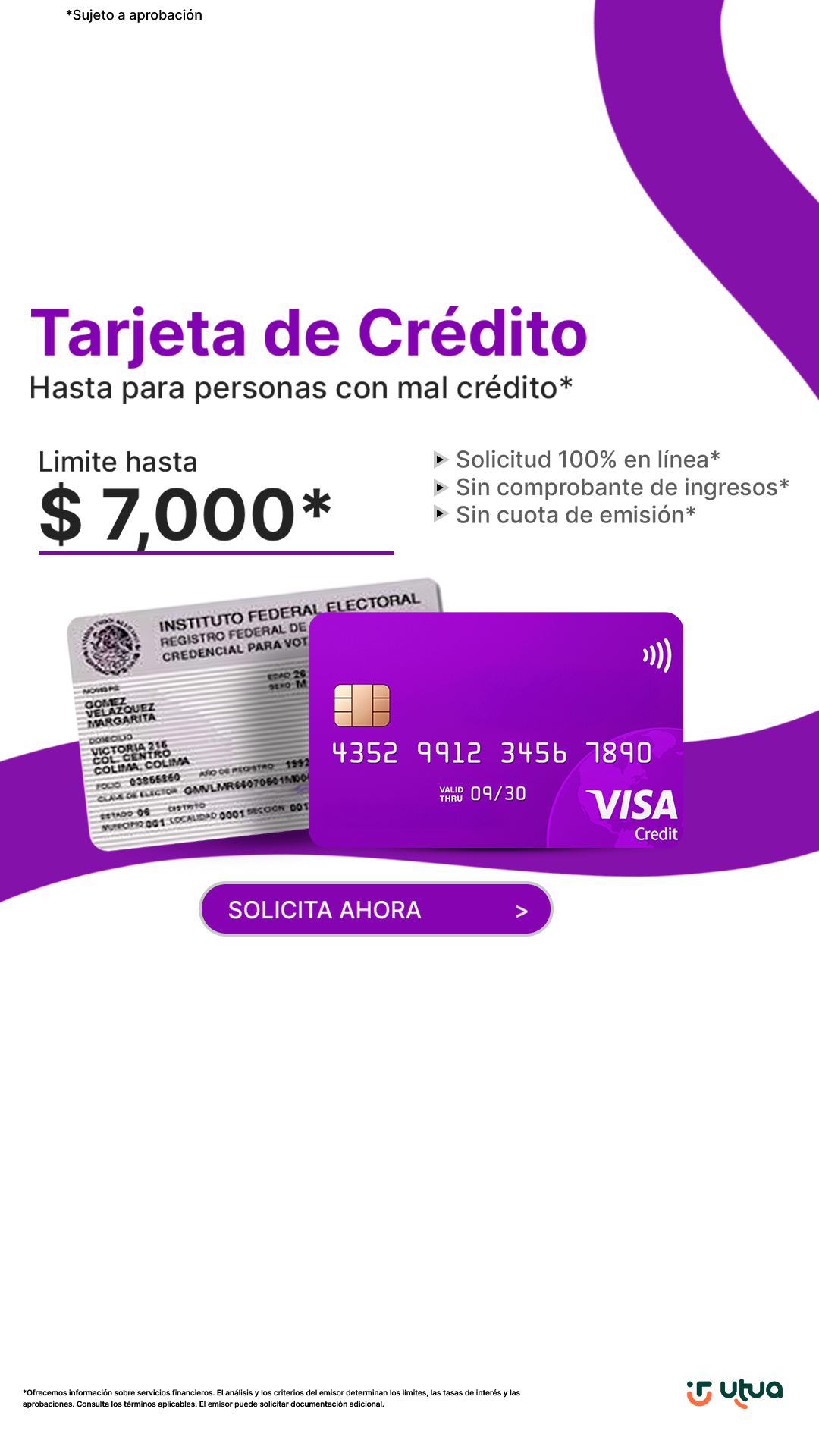 Utua Tarjetas México Facebook ad