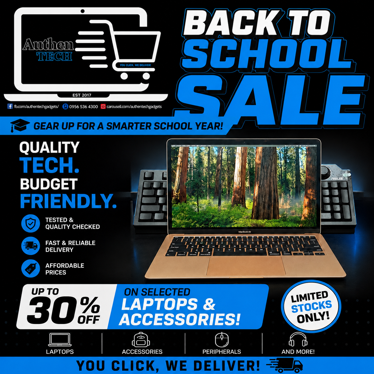 AuthenTECH Gadgets Facebook ad: Preloved MacBooks Starting at Affordable Prices!