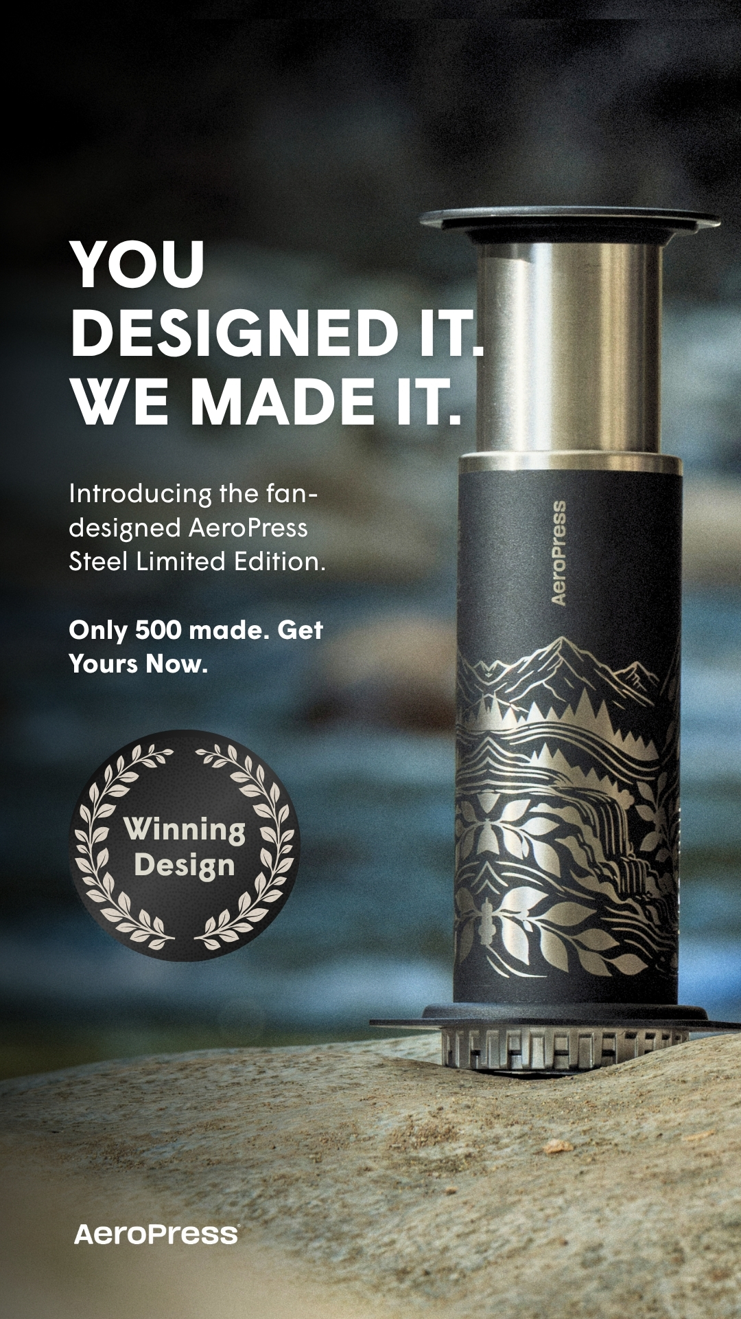AeroPress Facebook ad: Meet AeroPress Steel Limited Edition